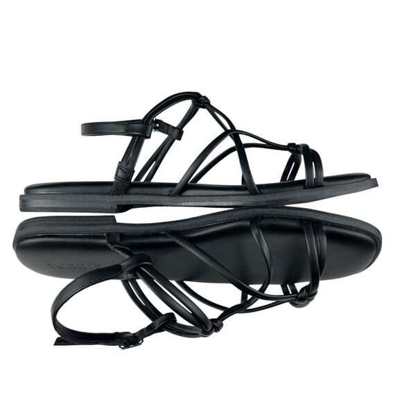 Torrid Strappy Sandals Women’s 8.5WW Black Faux Leather Open Toe Square Flats - Picture 7 of 11